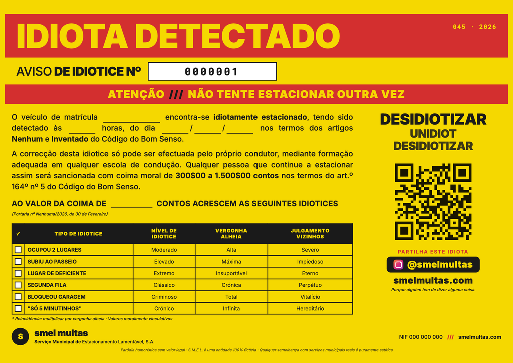 Multa S.M.E.L. — "Idiota Detectado"